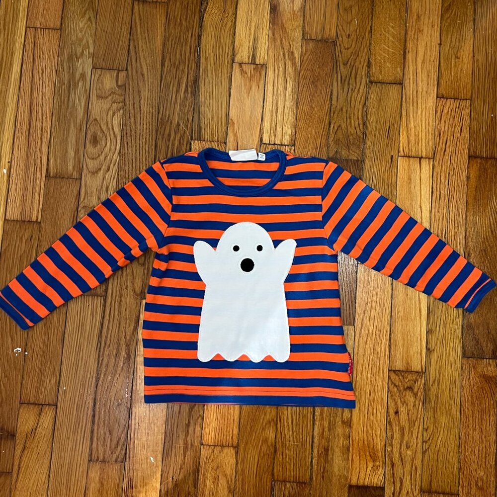 PRE-OWNED - Toby Tiger Halloween Ghost Applique Long Sleeve Crewneck T-Shirt Siz